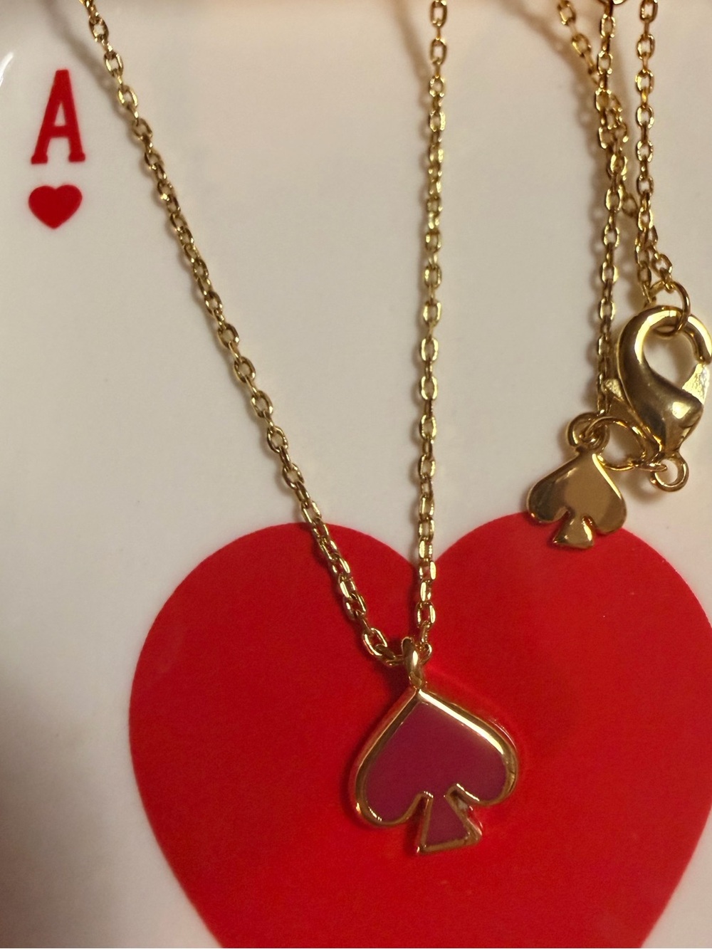 ♠️kate spade Gold-Tone Necklace with Pink Spade Pendant